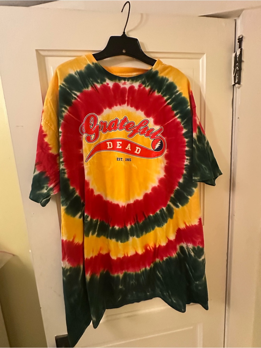 Grateful Dead Tie-Dye Graphic Tee - Yellow Red Green 4X